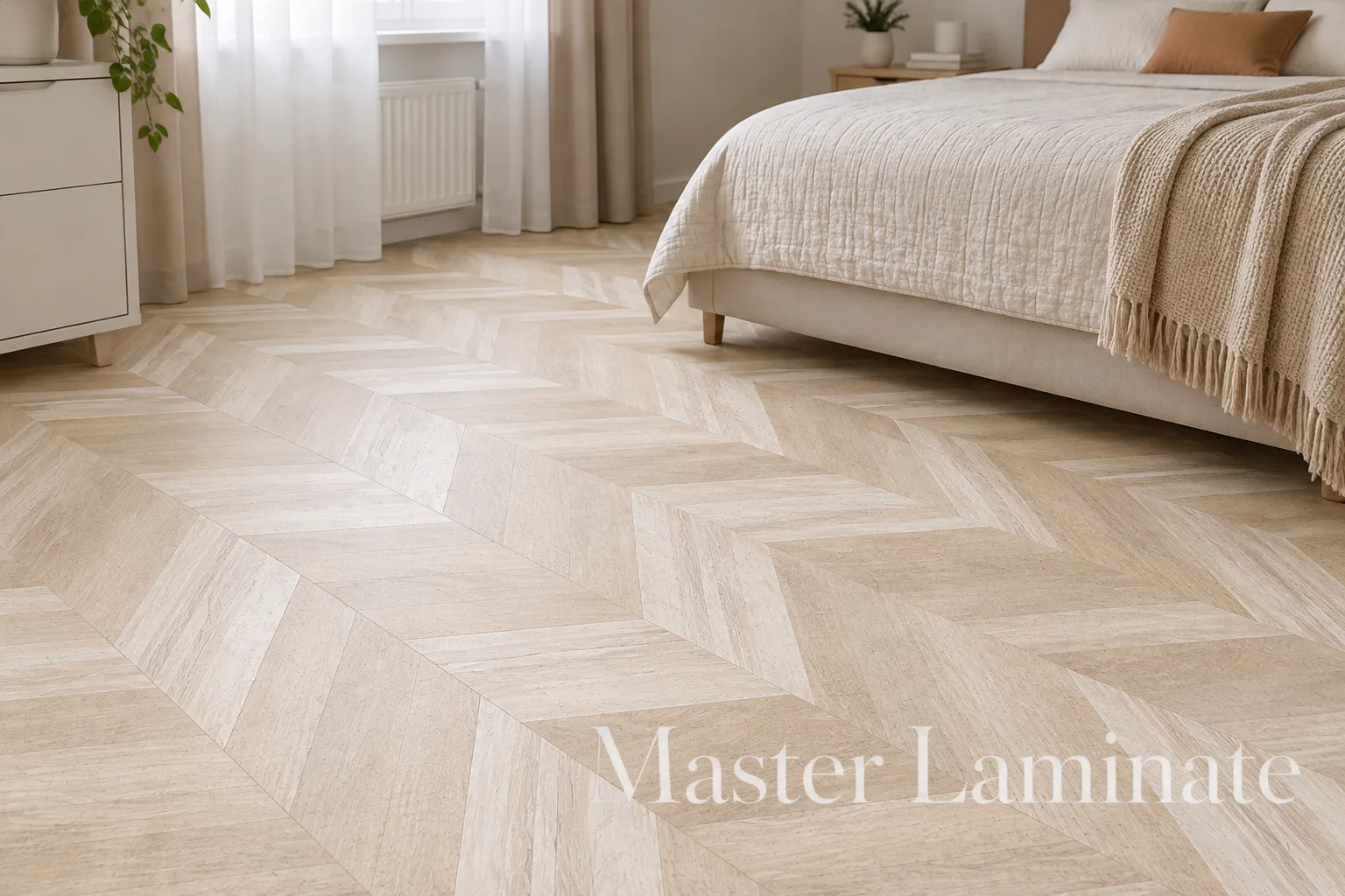 Пробковое покрытие Corkstyle Chevron Creme Клеевое 1235x305x6