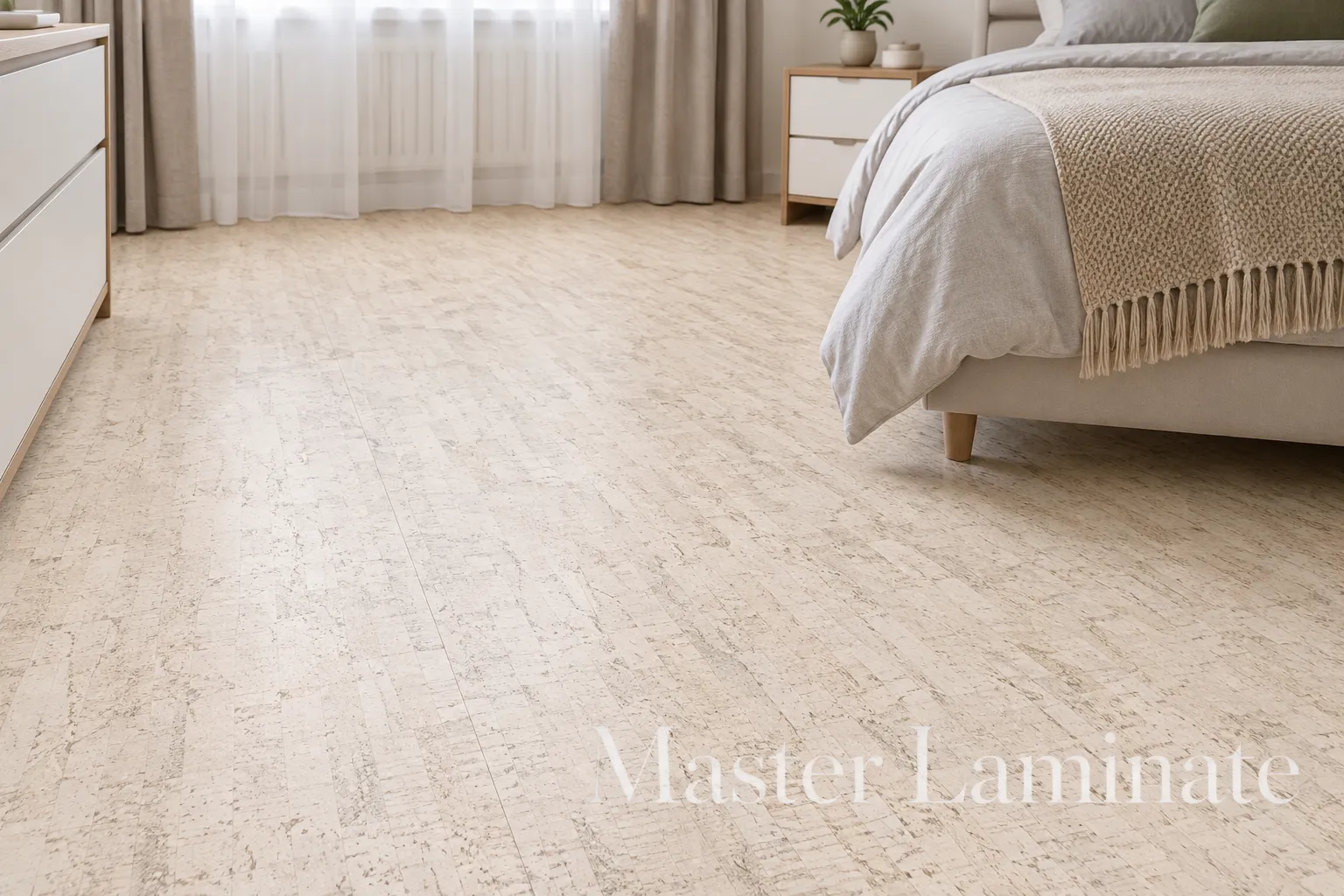 Пробковое покрытие Corkstyle Ecocork Linea White Клеевое 915x305x6