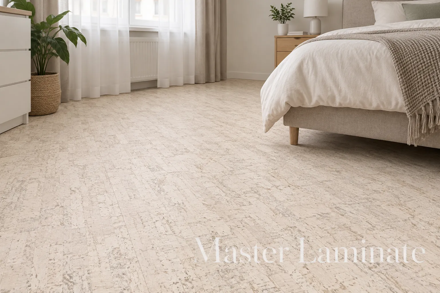 Пробковое покрытие Corkstyle Ecocork Linea White Замковое 915x305x10.5