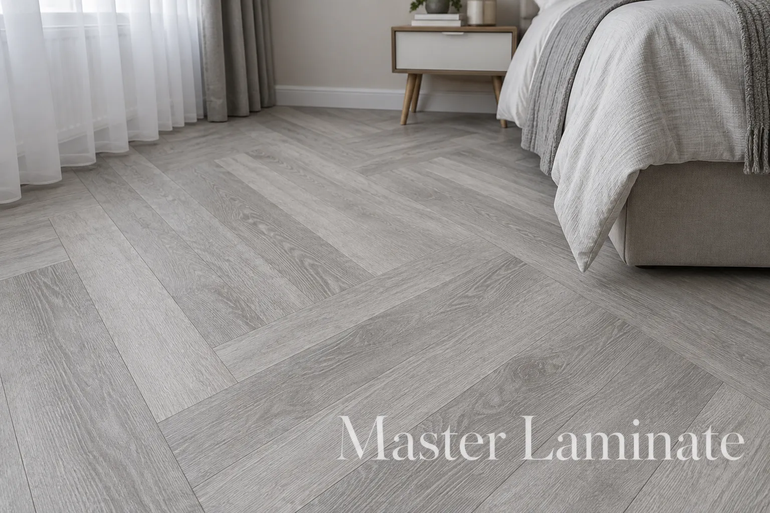 Ламинат Faus Masterpieces 8/33 S180086 Light Grey Chevron 1184x293.4